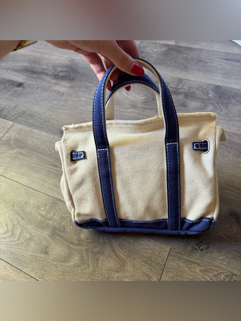 Sunwin Women's navy blue Cotton Canvas mini Tote Handbag ☁️💙 - Picture 3 of 7